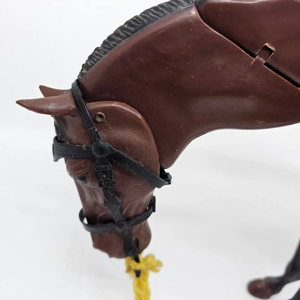 Vintage Louis Marx & Co Brown Horse Plastic 1970's Movable Neck Made in USA